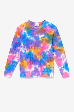 FILA Jamie Tie Dye Crewneck Sweater Sweatshirts Multicolor,Womens Clothing | CA.AWXNDM623